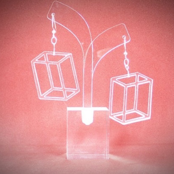 Transparent Prism Earrings - Orthorhombic Lucite - Picture 7 of 7